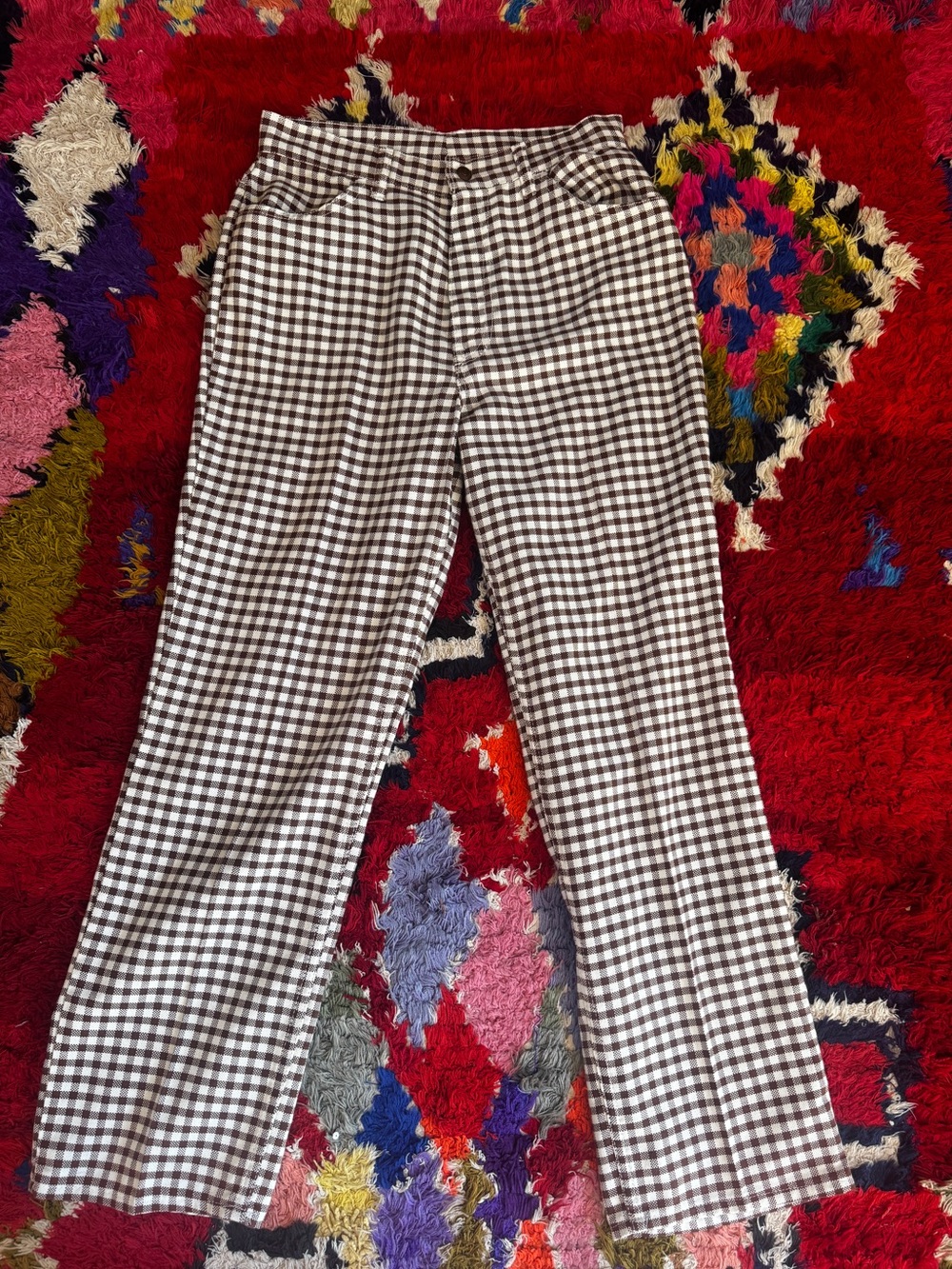 60s Vintage Big E Levi’s Brown Gingham Pants - Picture 3 of 10